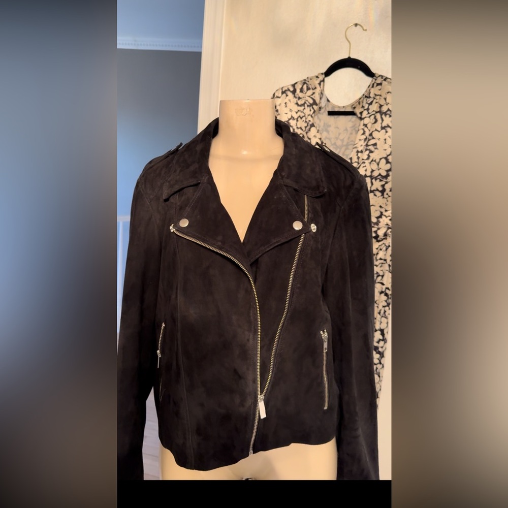 Black suede moto jacket